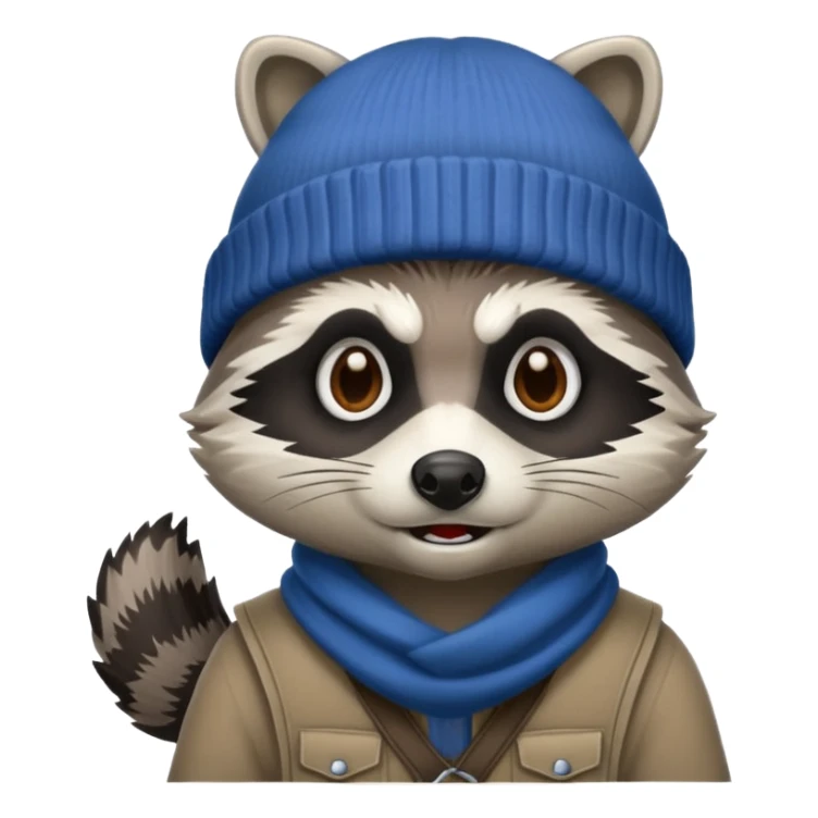 Aggressive Raccoon bandit with beanie hat sticker