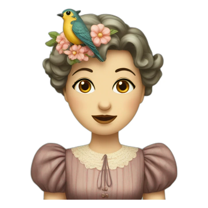 Cuckoo bird wearing a vintage dress sticker