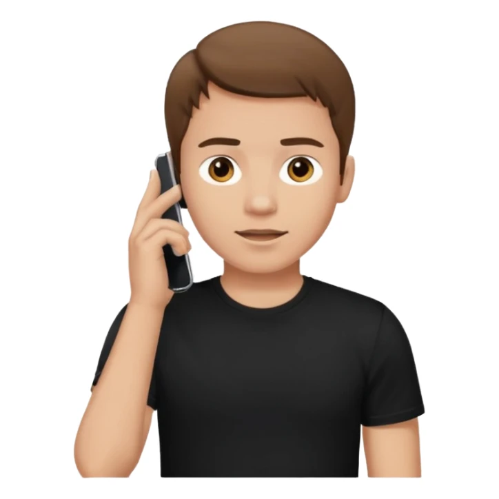 man with brown hair talking on the smartphone at the ear sticker