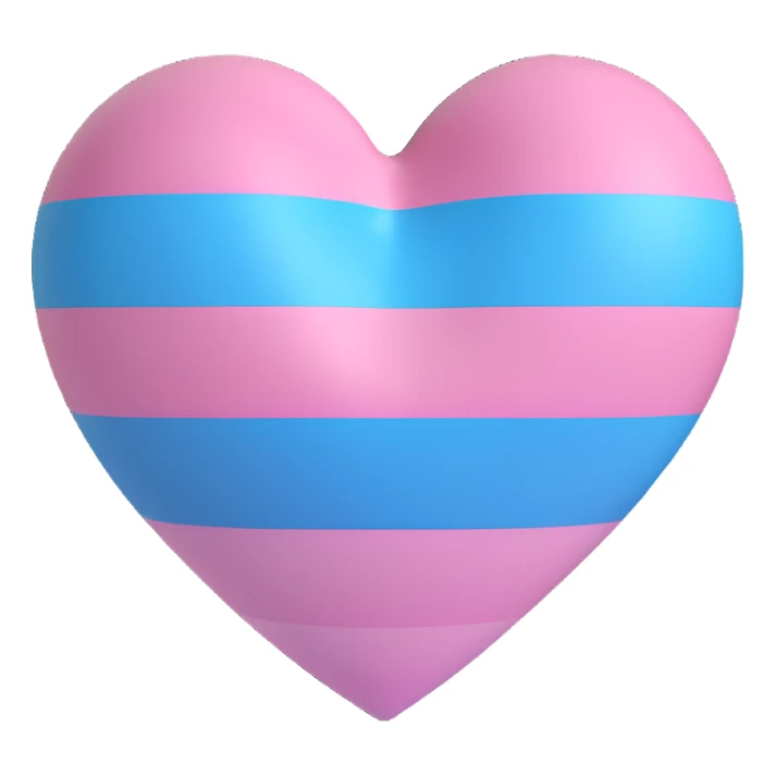 Change the flag inside the heart to the transgender pride flag, keep the 3D emoji style, no background. sticker