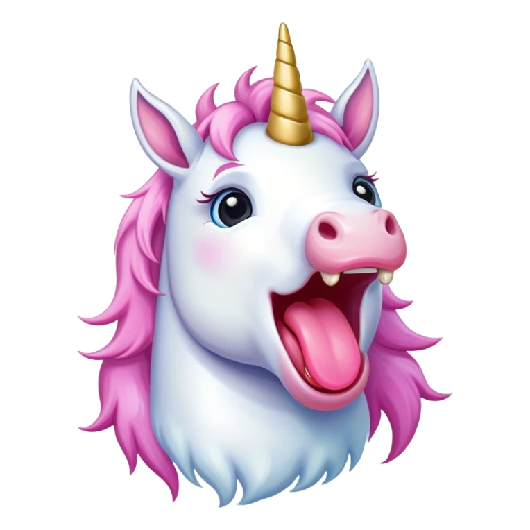 A unicorn sticking his tongue out  sticker