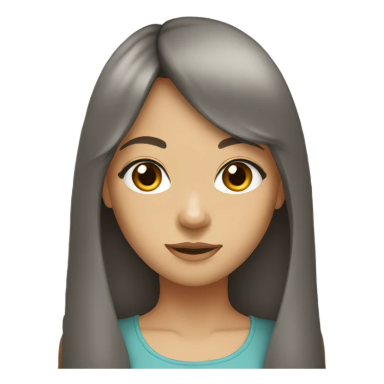 girl with long brown hair with bangs and gray eyes sticker