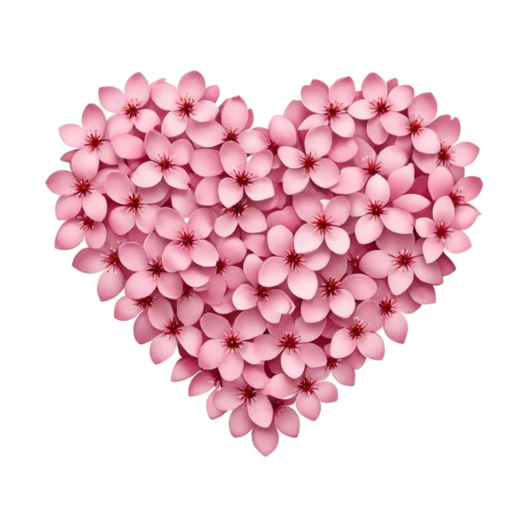 heart made of sakura petals sticker