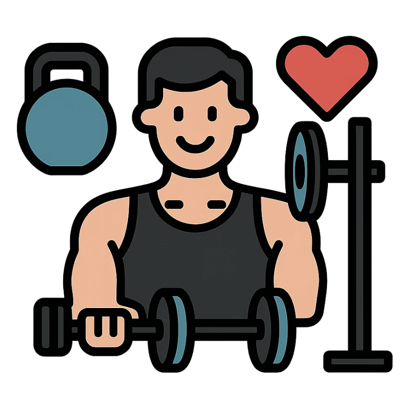 Remove all yellow color from the icon, keep the gym lover theme, maintain icon style, keep the rest of the colors vibrant and clear. sticker