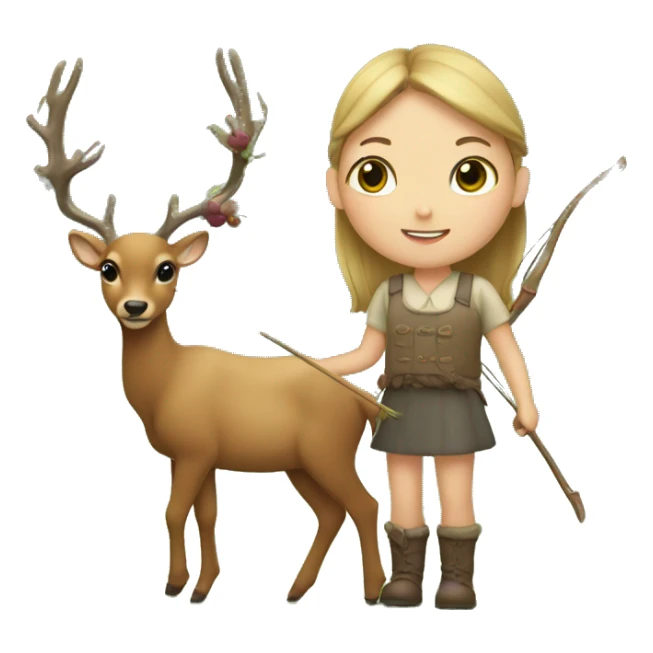Girl harvesting a deer with a bow  sticker