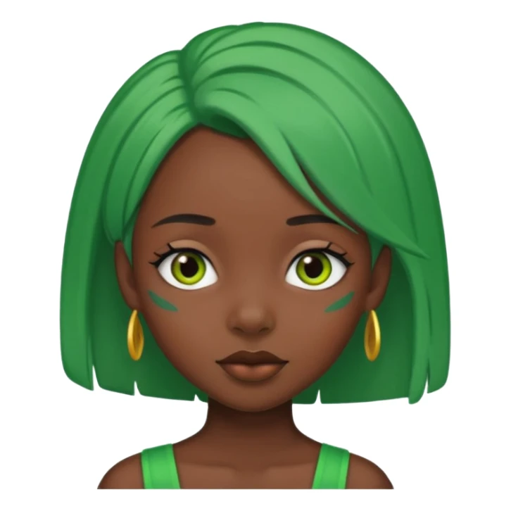black girl with green color hairclip sticker