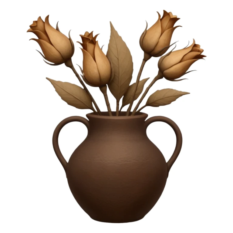 Dried flowers and pods in a brown vase sticker
