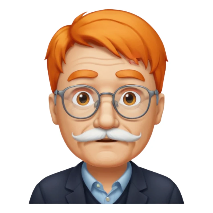 old man, orange hair, white mustache, wearing glasses sticker