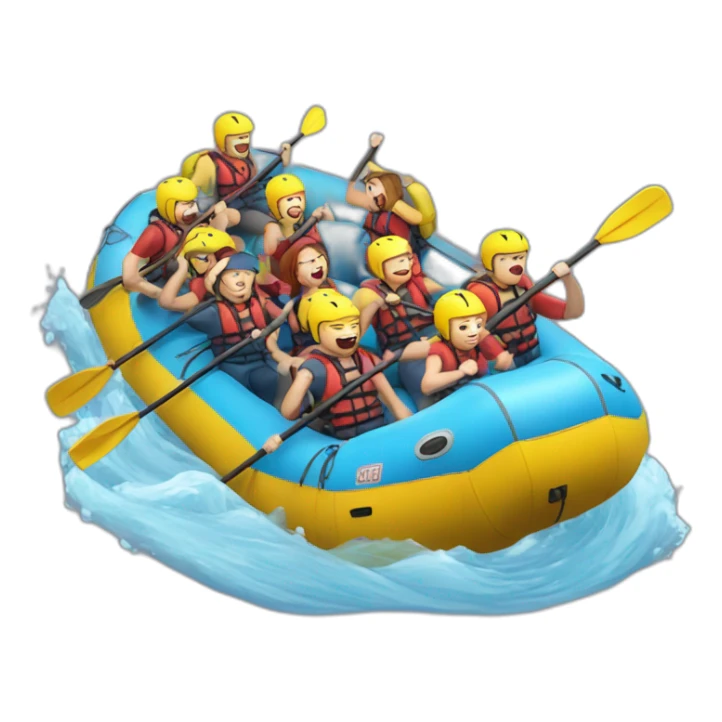 8 personas haciendo rafting en un rio sticker