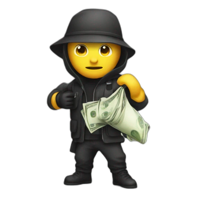 robber with a bag of money sticker