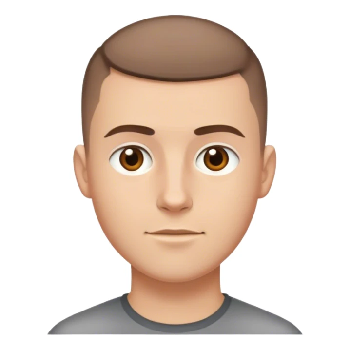 white male with brown hair buzzcut sticker