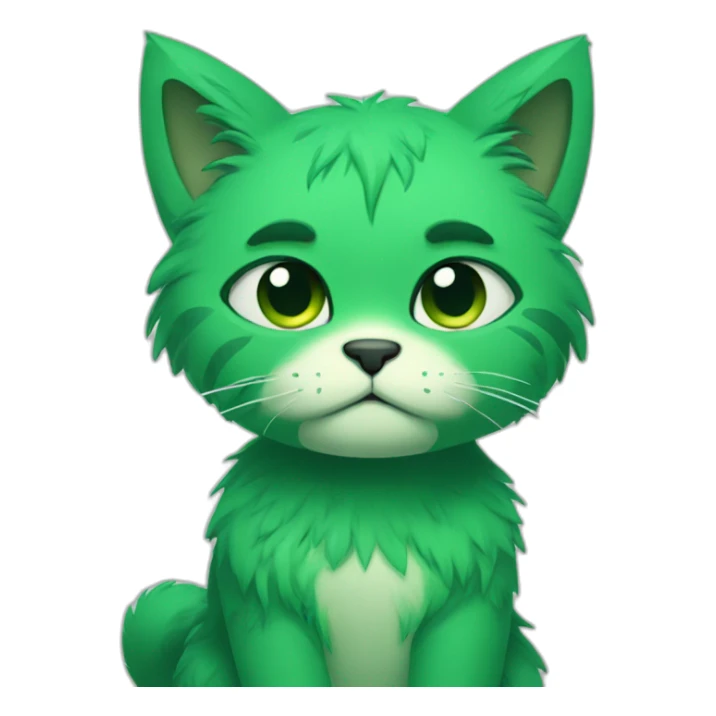 green furry anthro sad cat sticker