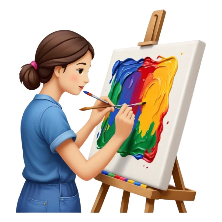 artist painting on canvas sticker