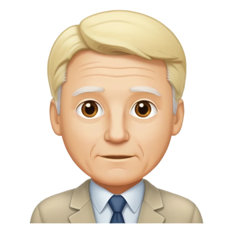 White older guy with blonde hair being hired for a job sticker