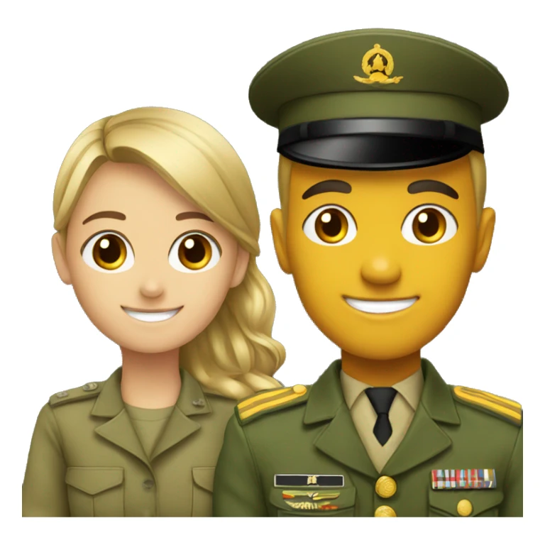 smiling girl with male in military uniform sticker