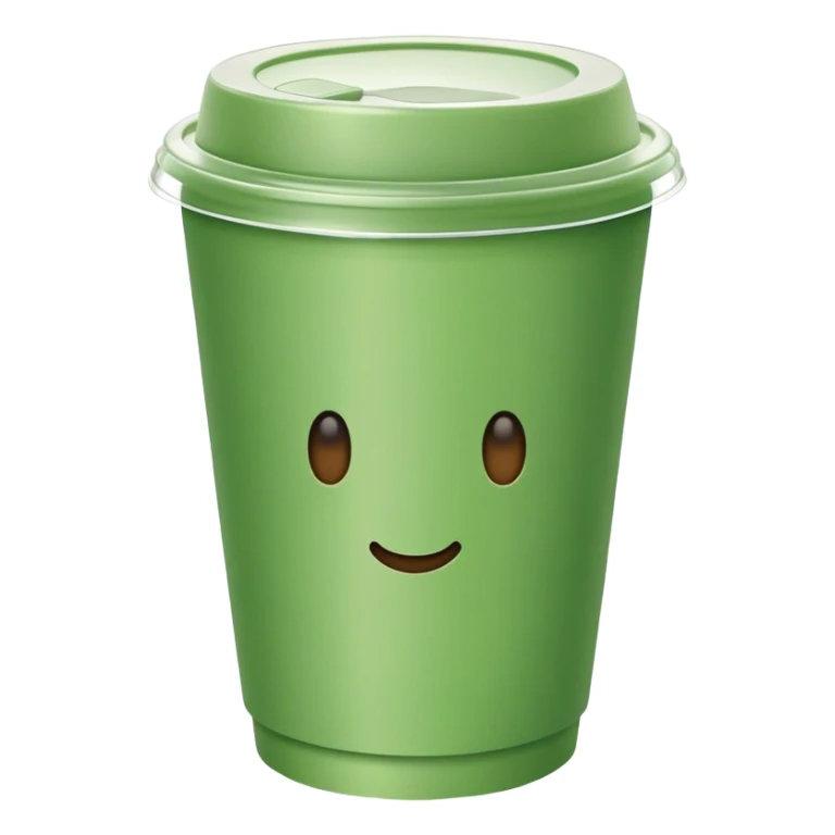 green paper short  cup with transparent plastic lid on top sticker