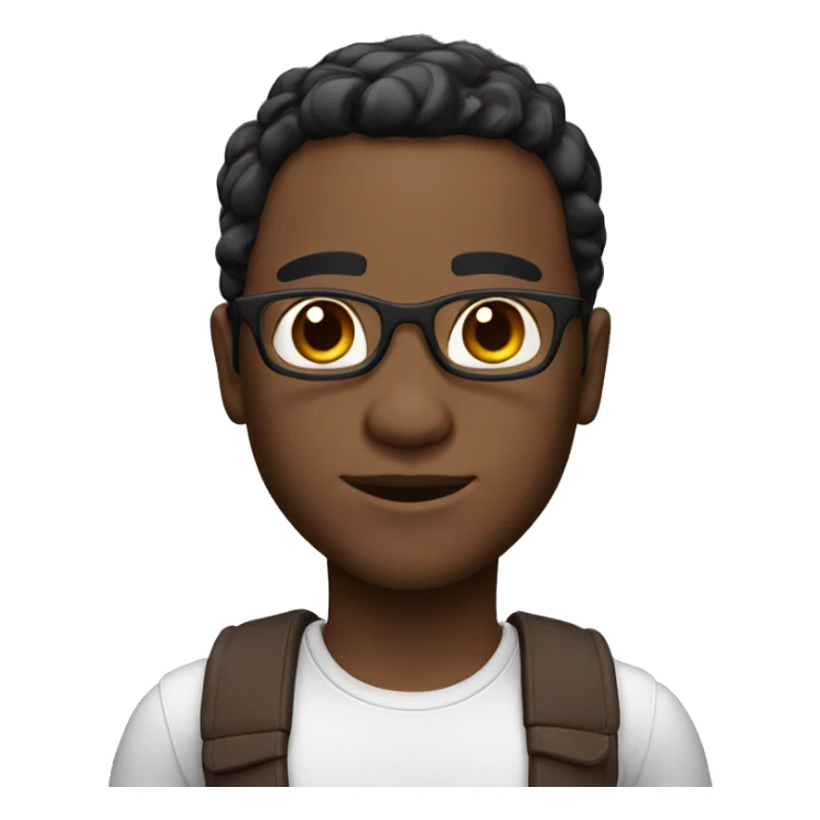 3d avatar, black middle parted hair, medium tone skin, round face, dark chocolate eyes sticker