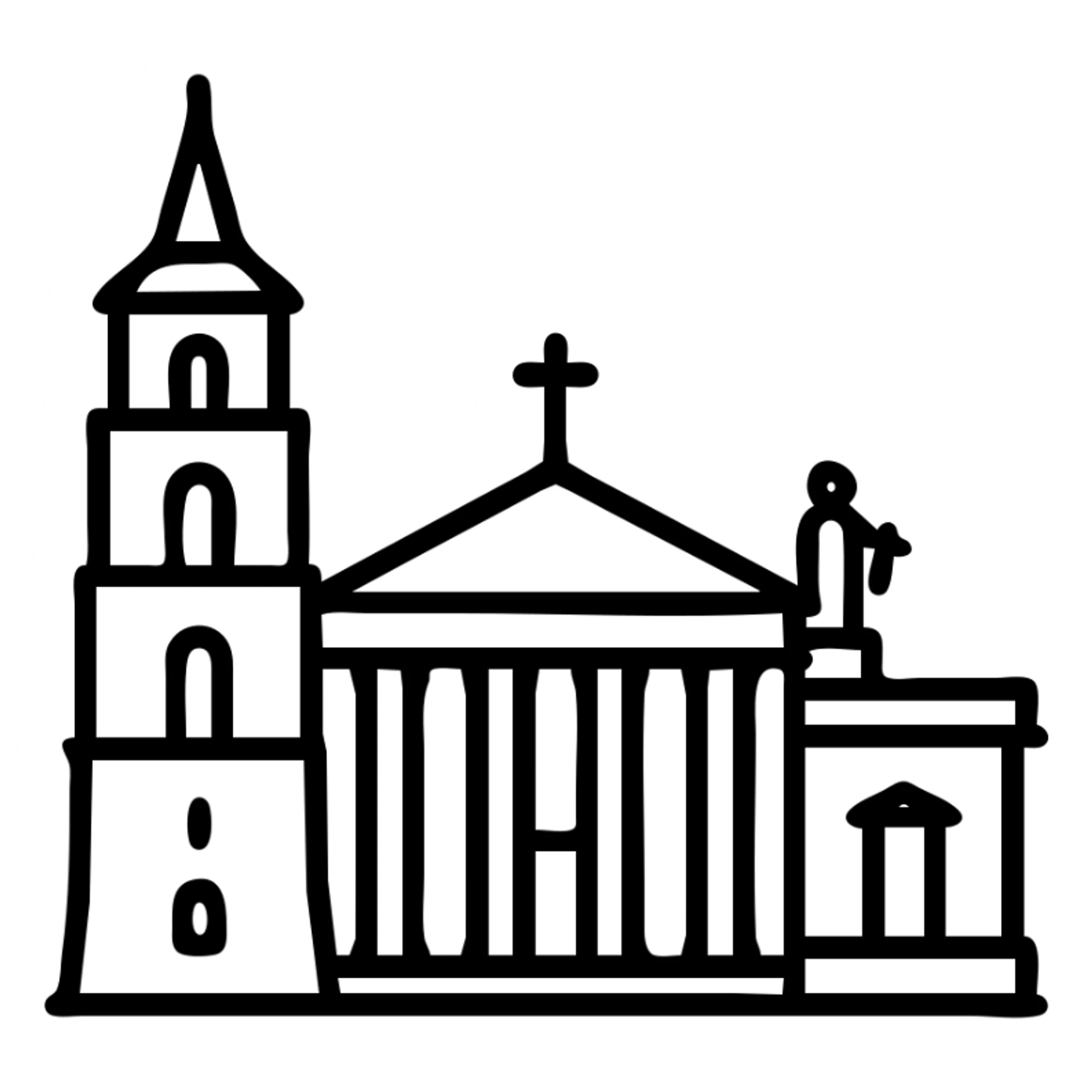 Vilnius Cathedral, Lithuania, modern linear style, neutral background, no text, Discord role icon sticker