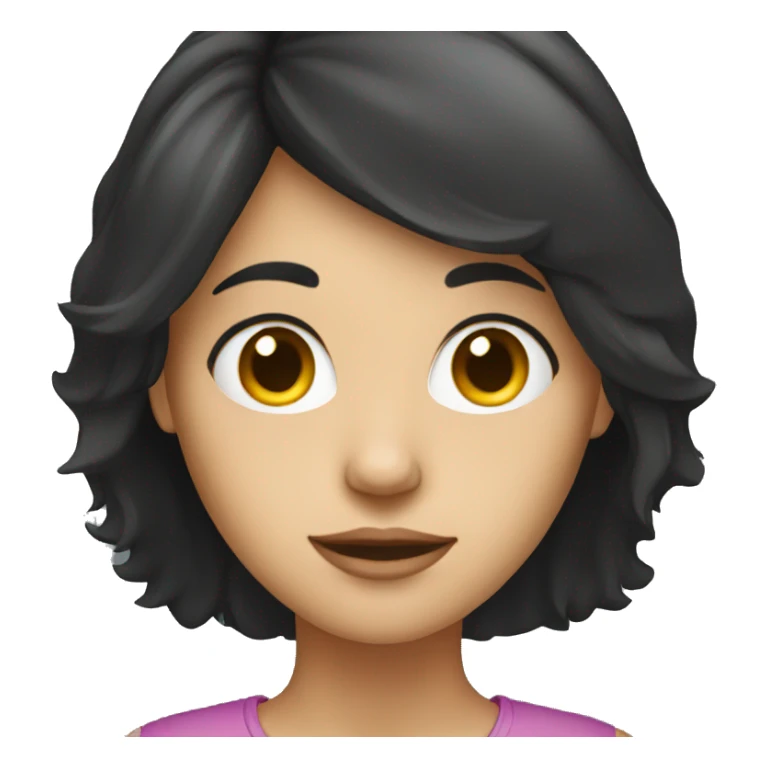female with dark hair. with computer sticker
