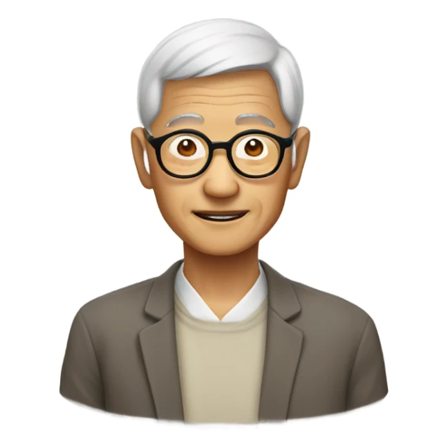 a lovely asian old man, wearing round glasses sticker