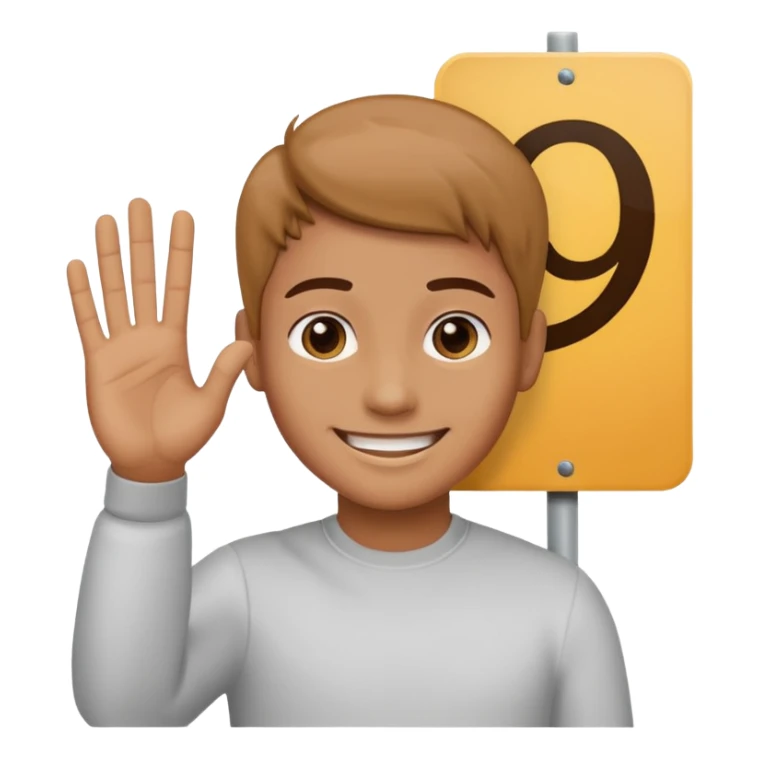 jury character holding out their hand with a sign that says 9 sticker