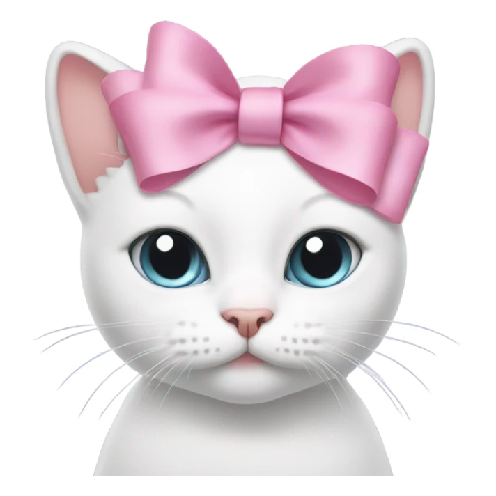 White cat with a pink bow on the head sticker