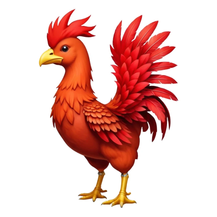 Red chocobo from Final Fantasy, large bird-like mount with bright red feathers sticker