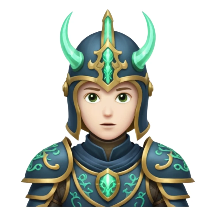 mystic knight with full face helmet and has he has eldricth powers sticker