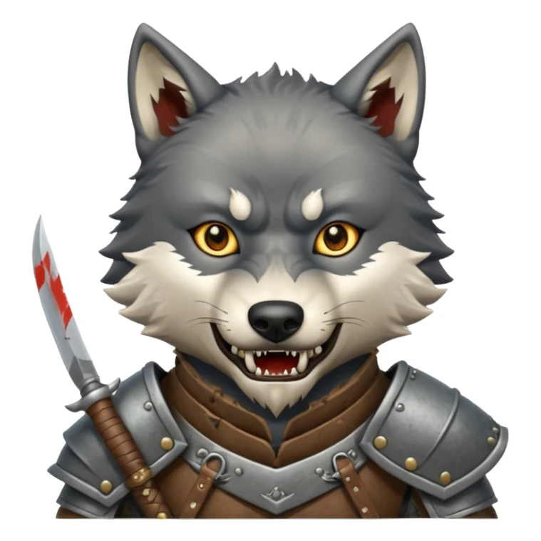 wolf face, mogolian ancient army with small knife sticker
