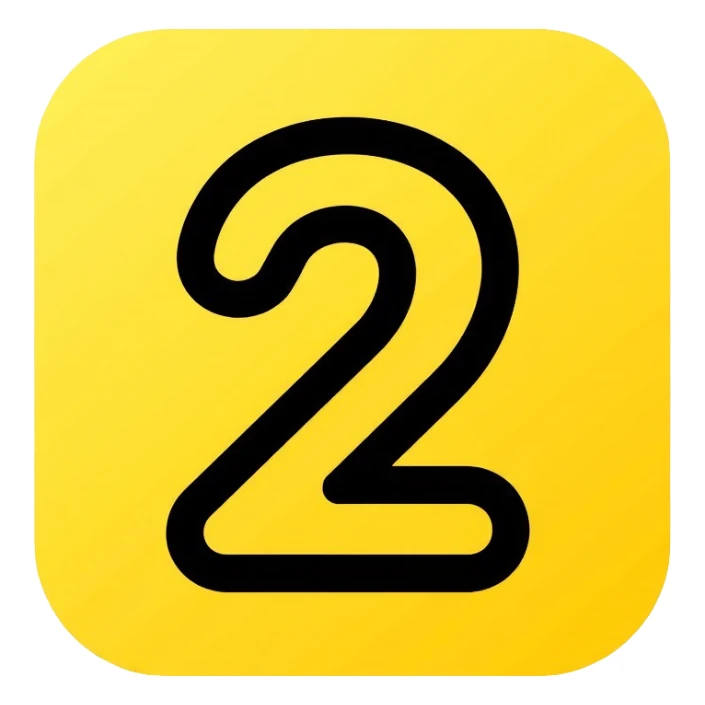 Number 2 on a yellow volumetric background sticker