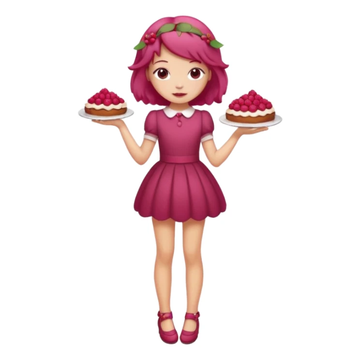 Raspberry torte human girl full body and legs with a raspberry barrette on her hair without a cake sticker