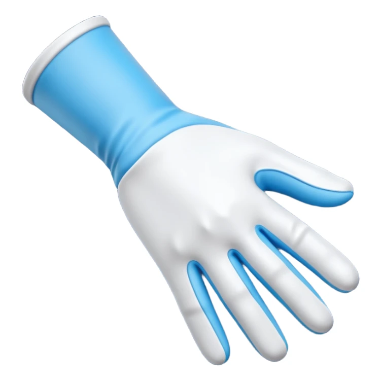 3D render of Latex Glove, forensic investigation aesthetic, sterile clinical lighting, cool blue undertones, sharp high-contrast details, professional clean look. sticker