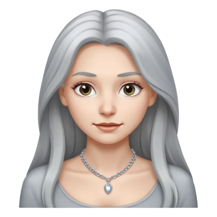Female with Silver Necklace, grey skin,long hair, more bright silver, different expressions. sticker