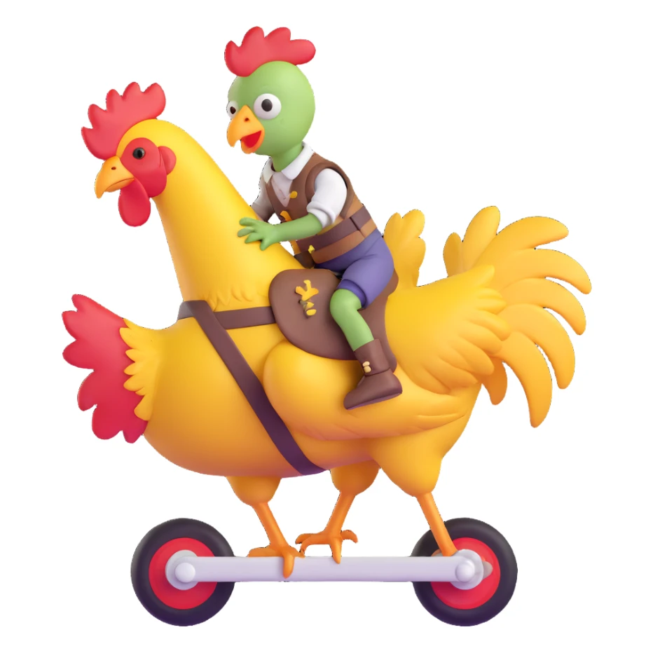 baby zombie riding a chicken, chicken jockey sticker