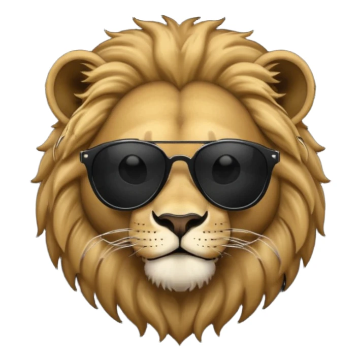 simple lion face with completely black non-transparent sunglasses sticker