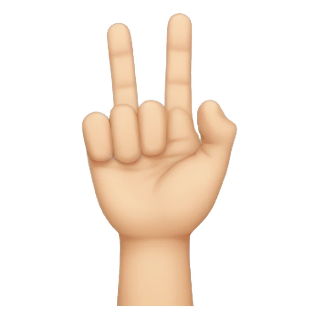 middle finger down, but all other fingers and up sticker