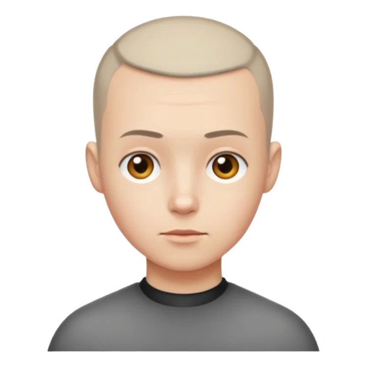 Buzz cut emoji not smiling and white skin color sticker