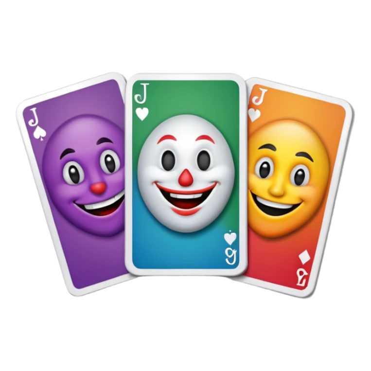3 poker cards, with crazy colorful human jolly jokers inside sticker