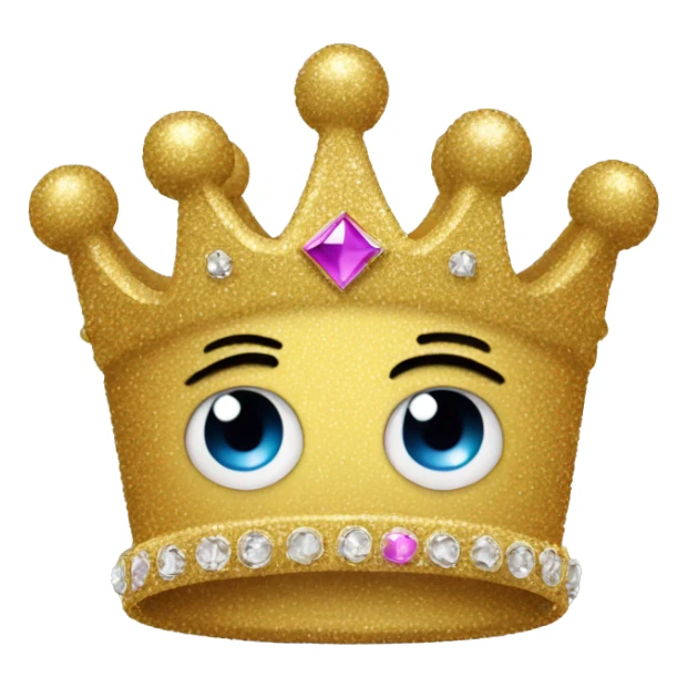 glittery crown with sad face and sad eyes on the crown a crown emoji  sticker