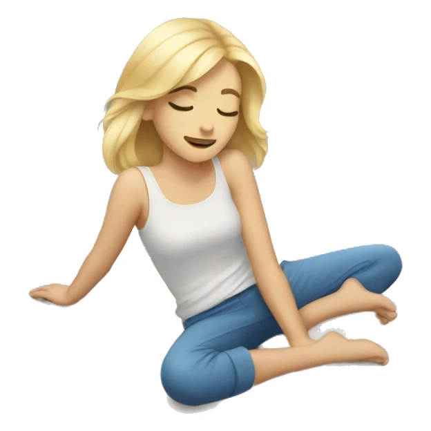 Young Blond Woman Lying With Her Back On The Floor sticker