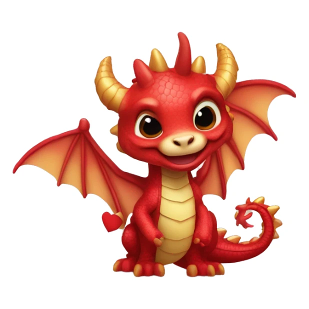 un dragon con corazones en los ojoz y babiando sticker