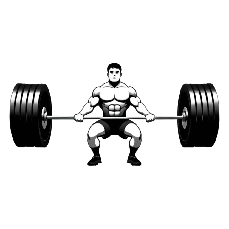 Powerlifting emblem featuring a stylized barbell with heavy weights, bold and strong font, dynamic lines, and muscular silhouette. Clean, modern, and impactful design, suitable for representing the strength and power of the sport. Transparent background. sticker