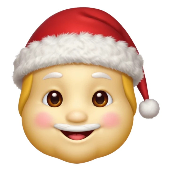 :noel: from jeuxvideo.com: A yellow small smiling face wearing a red Santa hat with a pompom, rosy cheeks and twinkling eyes, conveying a warm, festive vibe. It should be a trolling smile. Like kappa. sticker