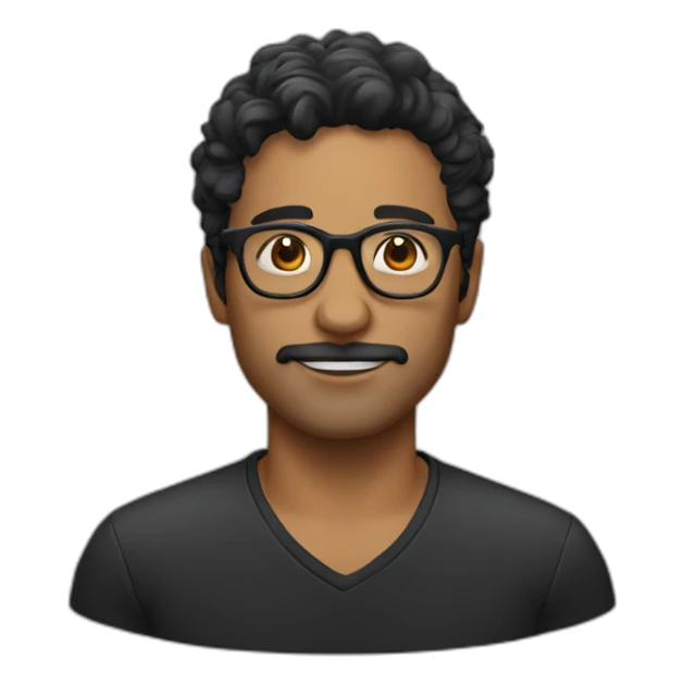 Italian man black wavy short hair and glasses sticker