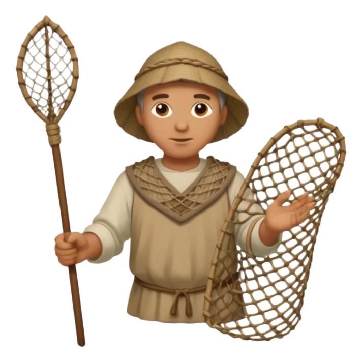 fisher with net in Medieval Villagers sticker