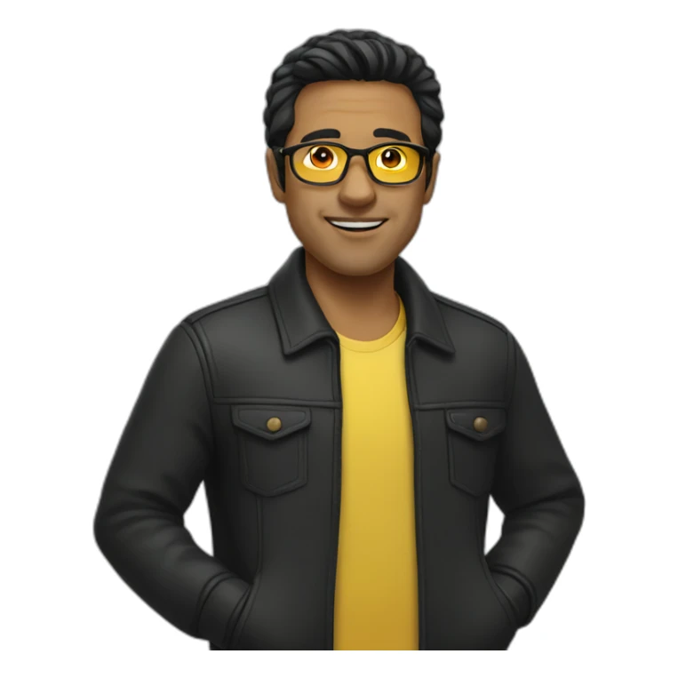 Man with yellow tinted glasses and black hair  sticker