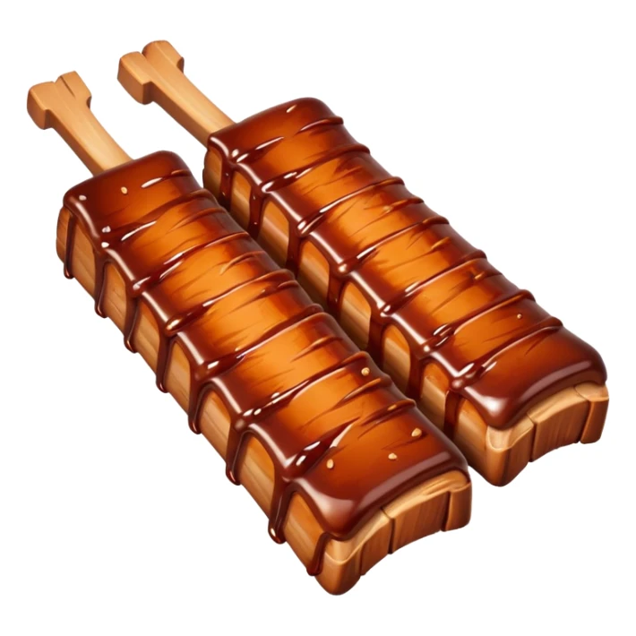 bbq ribs object icon, cooked ribs with barbecue sauce glaze, 3D cartoon, mobile game icon style, clean background, no text, no watermark
 sticker