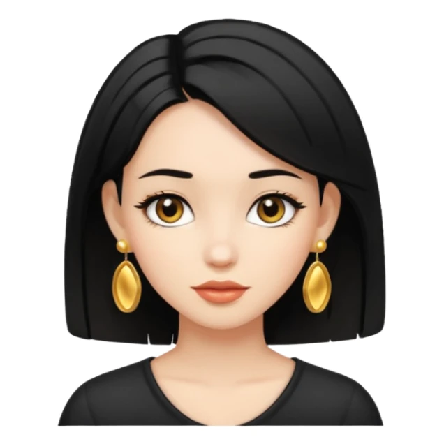 girl with bob black hairstyle and big designed earrings sticker