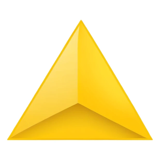 Emoji-style triangular flag, bright yellow, flat design, no folds or shading, simple and clean, minimalistic, centered on plain white or transparent background, high resolution sticker