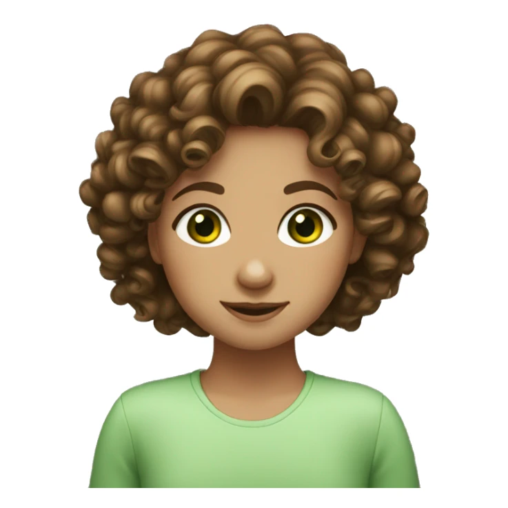 girl with curly brown hair and green eyes sticker